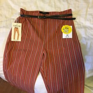 Forever 21 Orange Striped High-Waisted Pants XS